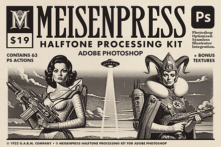 Meisenpress Halftone Processing Kit, an Action Add-On by G.A.R.M. Company