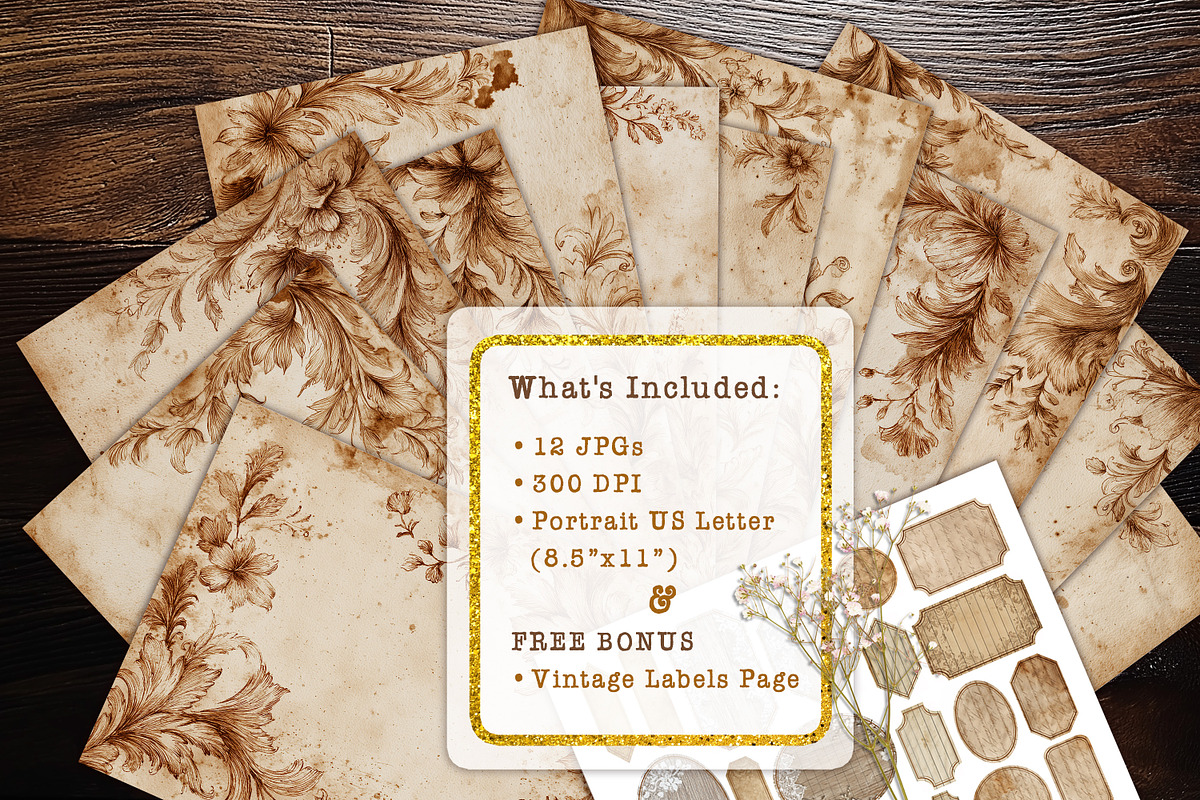 Heirloom Garden Papers Journal Page, a Background Graphic by V Design Creator (Photo 8 of 13)