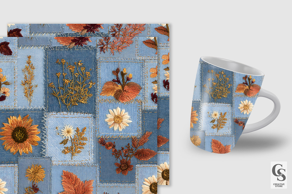 Embroidered Denim Seamless Pattern, a Pattern Graphic by Creative Store (Photo 3 of 5)