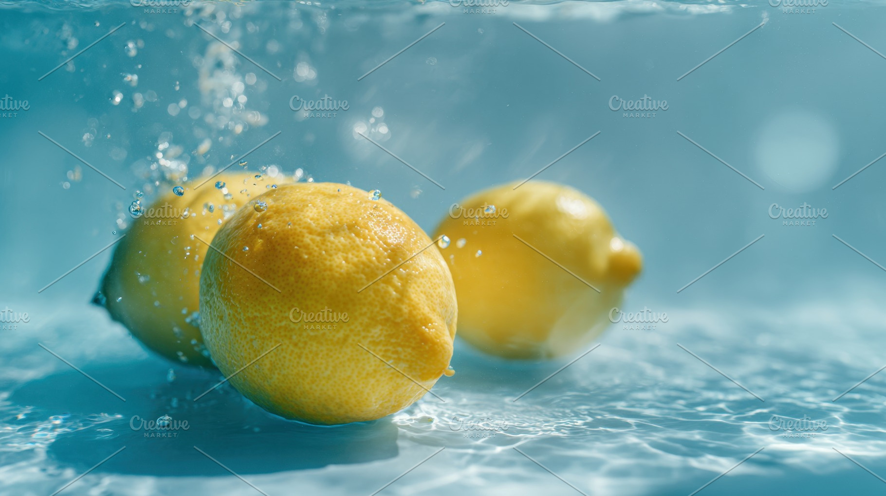 Lemons splashing in clear water, a Photo by Beautiful things