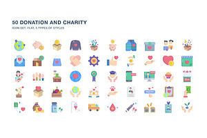 Donation And Charity Icon Set