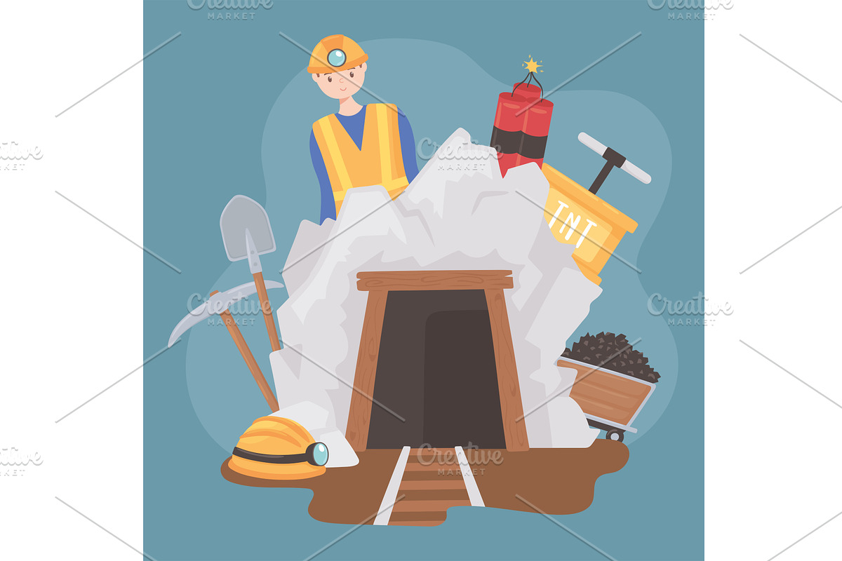 mining cave tools, an Illustration by studiogstock