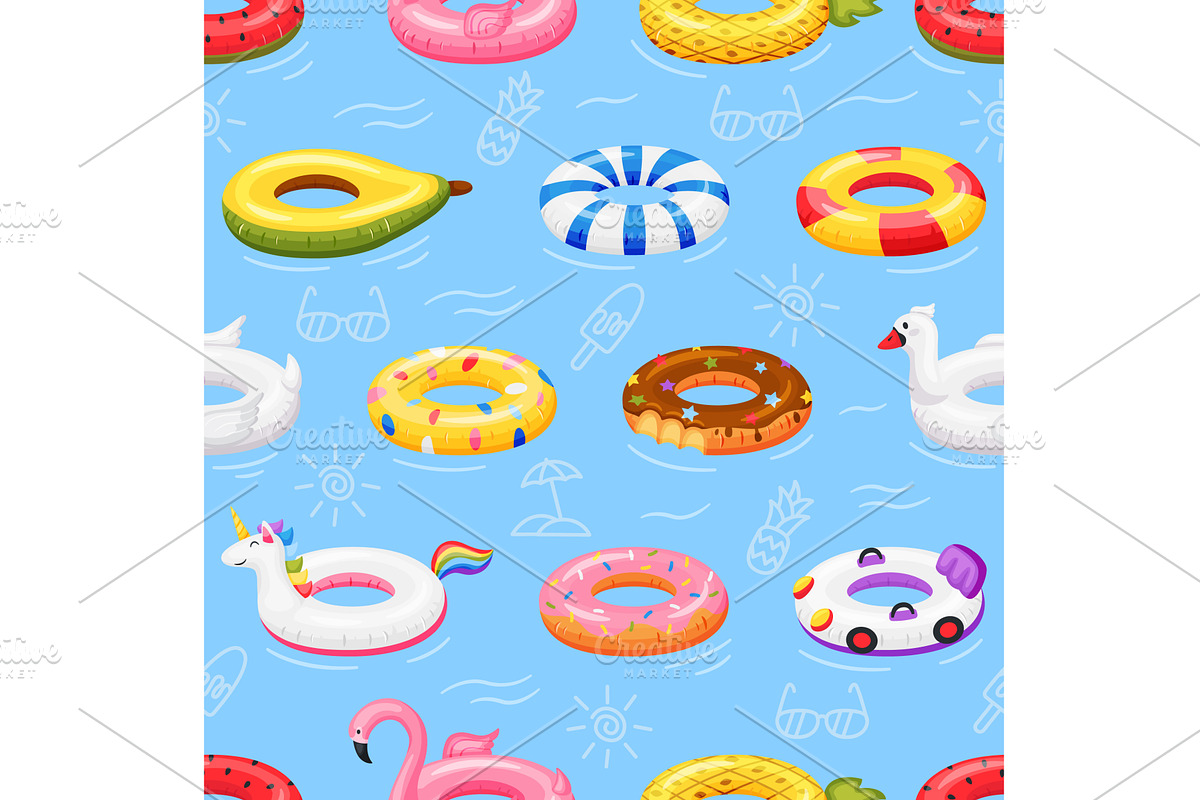 Swimming ring seamless pattern, an Illustration by Frogella