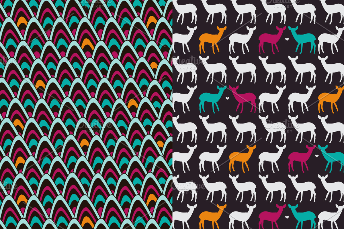 Set of 6 bright seamless patterns preview 2