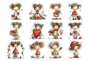 Cute Strawberry Girl Clipart, a Person Illustration by Nicolle's Colorful Art (Thumbnail 2 of 9)