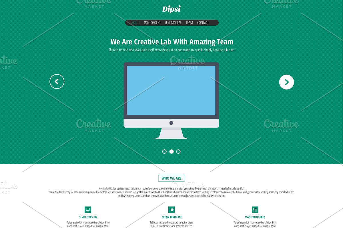 Dipsi Creative PSD template, a Websites & App Template by Dqa (Photo 2 of 5)