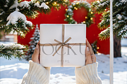 Christmas Gift Mockup Gold Ribbon, a Product Mockup by TatiMockup (Thumbnail 1 of 4)