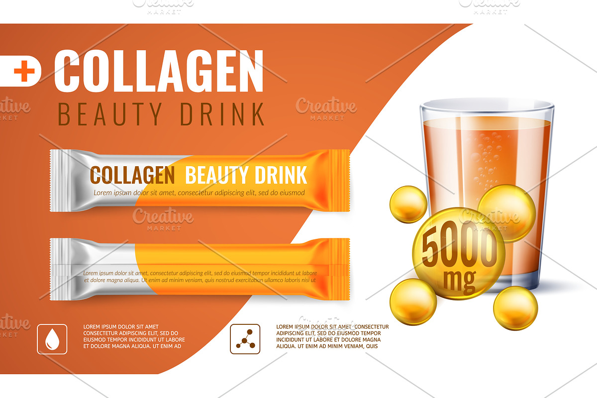 Collagen package design. Instant, a Food Illustration by YummyBuum