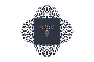 Vector wedding card laser cut template with mandala, a Business Card Template by Tori Shen