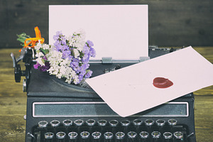 Antique typewriter stock photo containing letter and typewriter