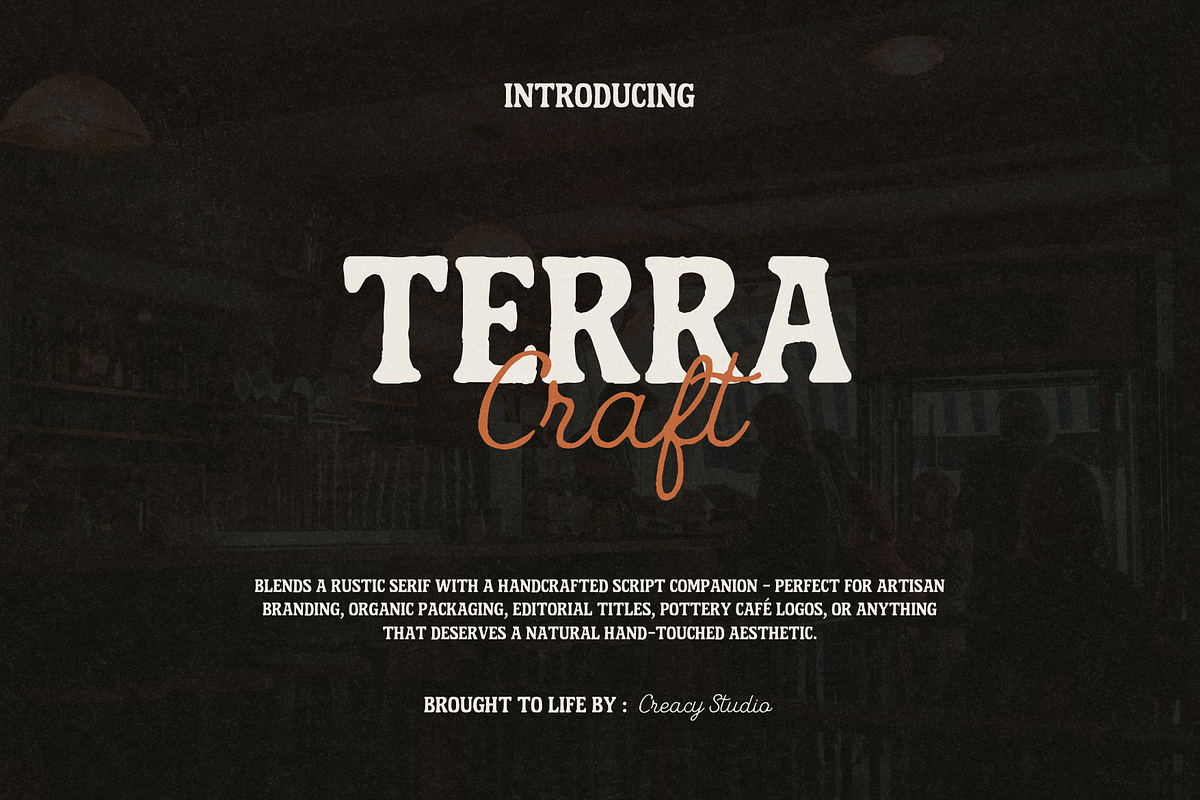 Terra Craft – Serif & Script Duo, a Script Font by Creacy Studio (Photo 1 of 11)