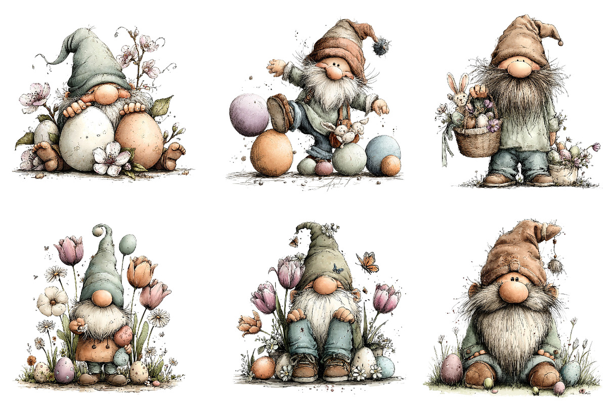Whimsical Easter Gnome Clipart, an Illustration by Dream Creation (Photo 3 of 7)
