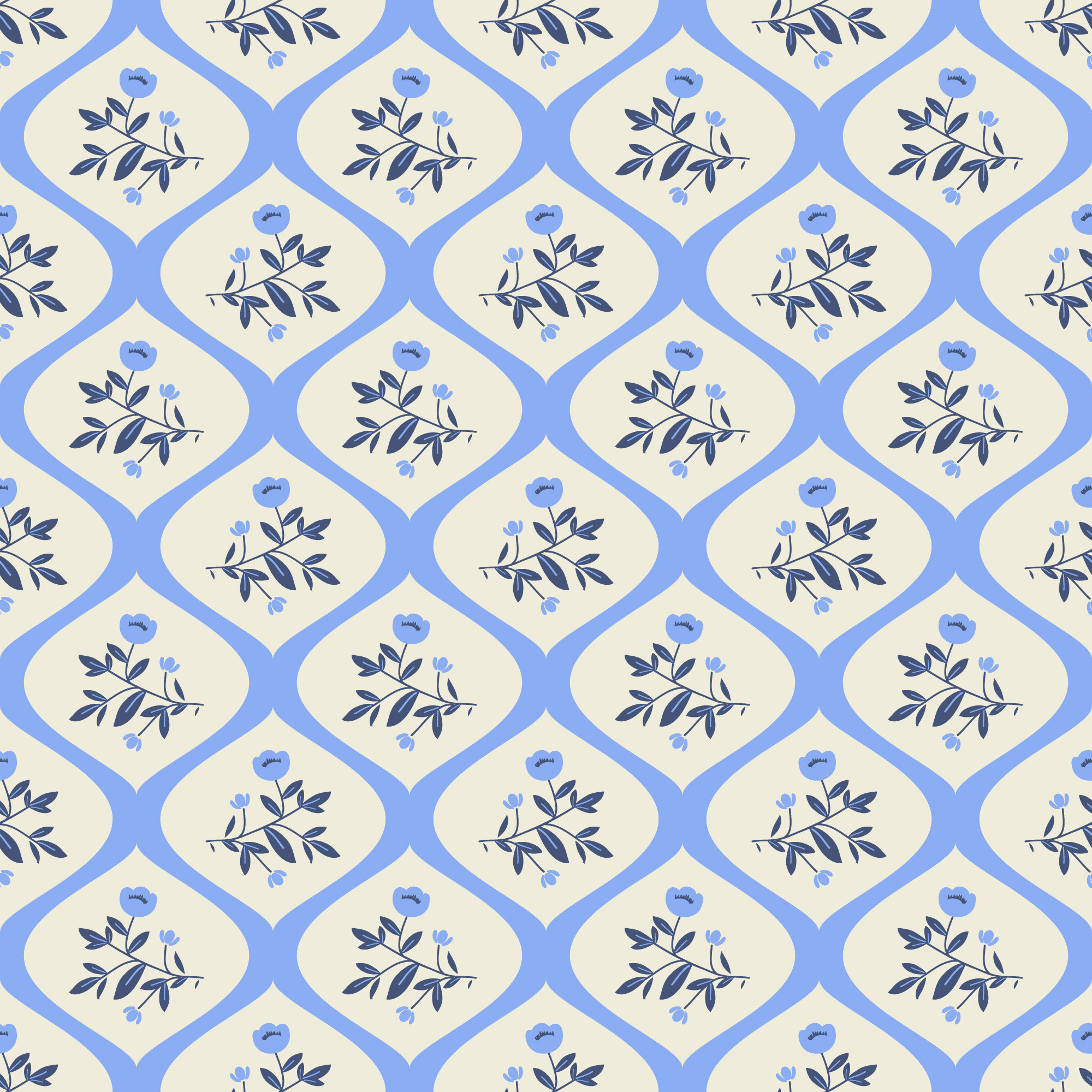 Seamless blue flowers, a Pattern Graphic by elyomys
