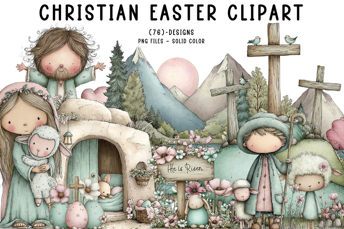 Christian Easter Clipart, an Illustration by CreationArt (Photo 1 of 7)