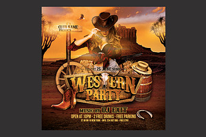 Western Party Flyer, a Flyer Template by DSGraphicDesign