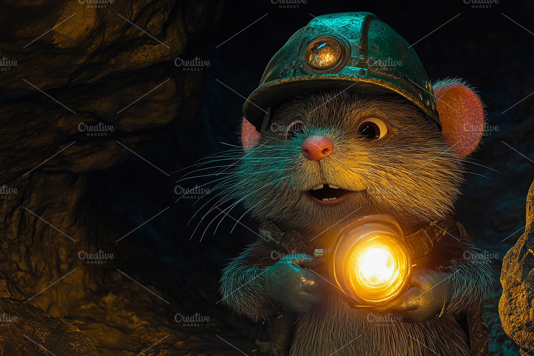 Adventurous Mouse in a Mine with Lantern, an Animal Photo by Ales Munt