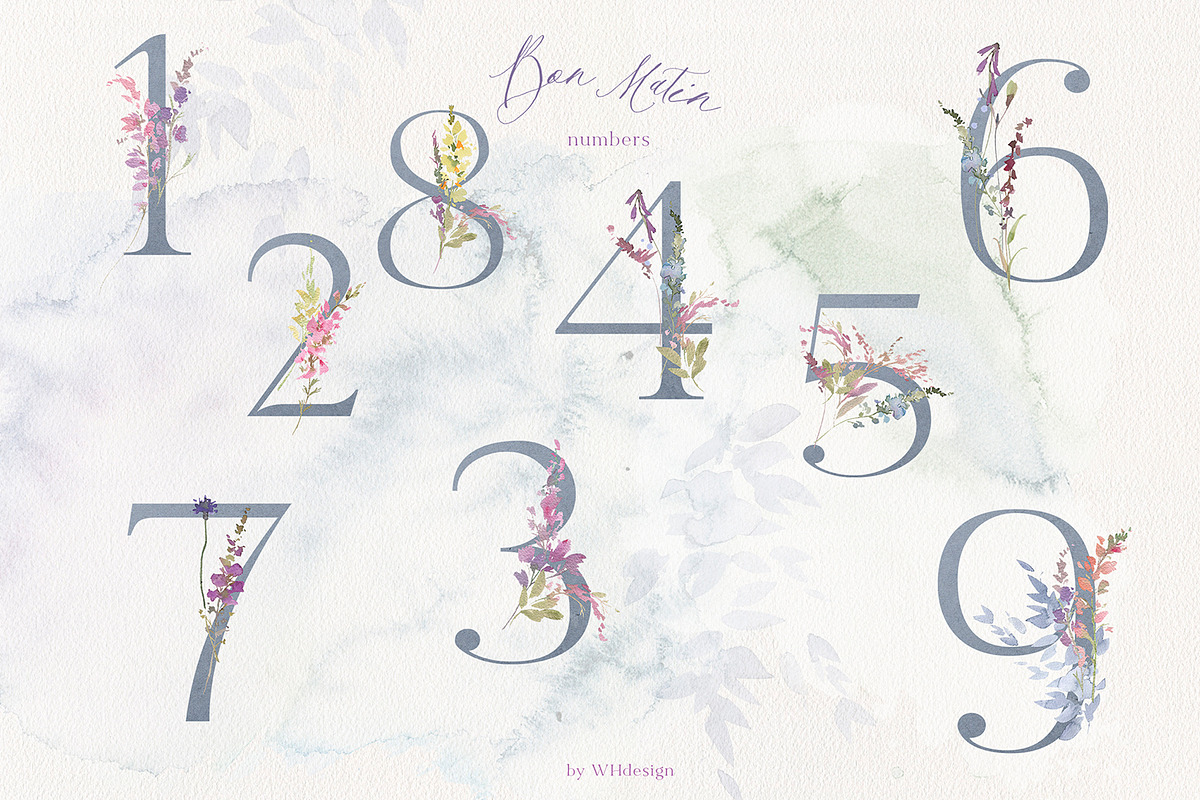 Bon Matin Watercolor Floral Clip Art, a Decorative Illustration by whiteheartdesign (Photo 11 of 18)