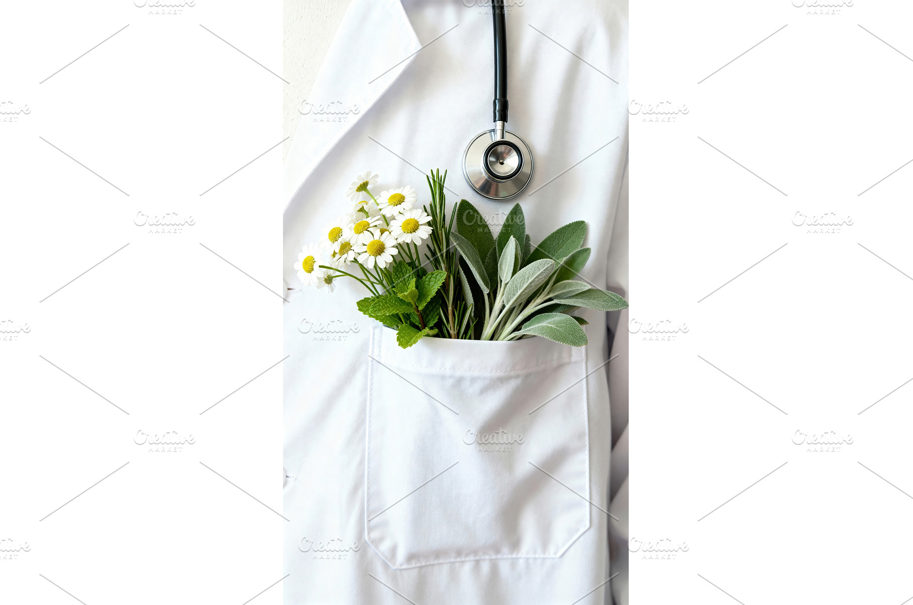 White coat pocket filled with fresh, a Health & Medical Photo by tilialucida