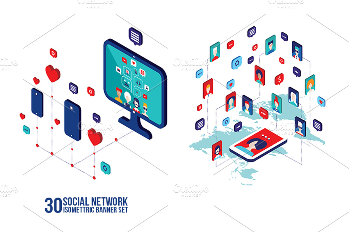 30 Social network infographic banner, a Person Illustration by Anttoniu (Photo 4 of 4)