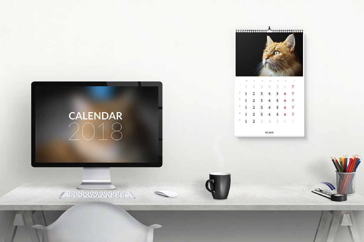 Calendar A3 for 2018 with cats., a Stationery Template by JS Shop (Photo 2 of 4)