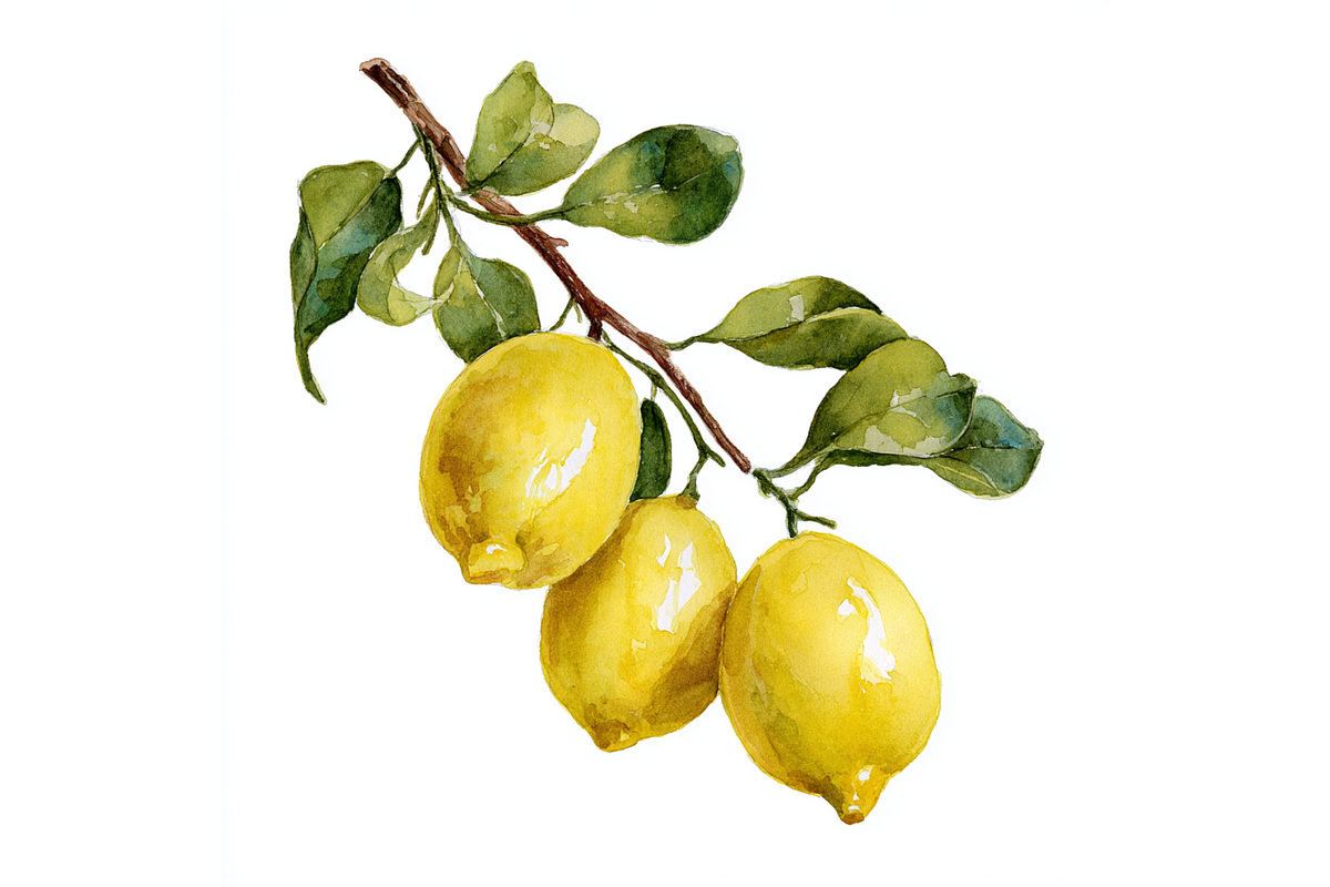 Prompt Watercolor Lemon Clipart, a Decorative Illustration by Creative design (Photo 6 of 7)