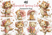 Whimsical Spring Cats Clipart, an Illustration by Craft Nest (Thumbnail 1 of 6)