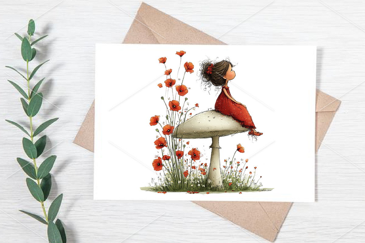 Whimsical Girls Floral Spring Clipar, an Illustration by Canvas Craft (Photo 6 of 7)