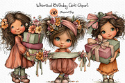 Whimsical Birthday Girls Clipart, a Seasonal Illustration by Craft Nest (Thumbnail 1 of 6)