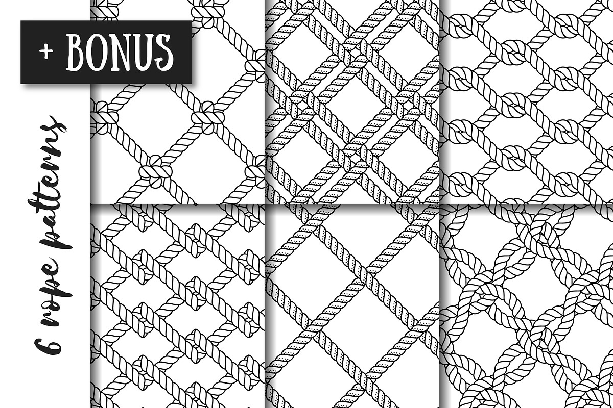 35 Rope brushes & 6 patterns, a Background Graphic by SiDesign (Photo 7 of 8)