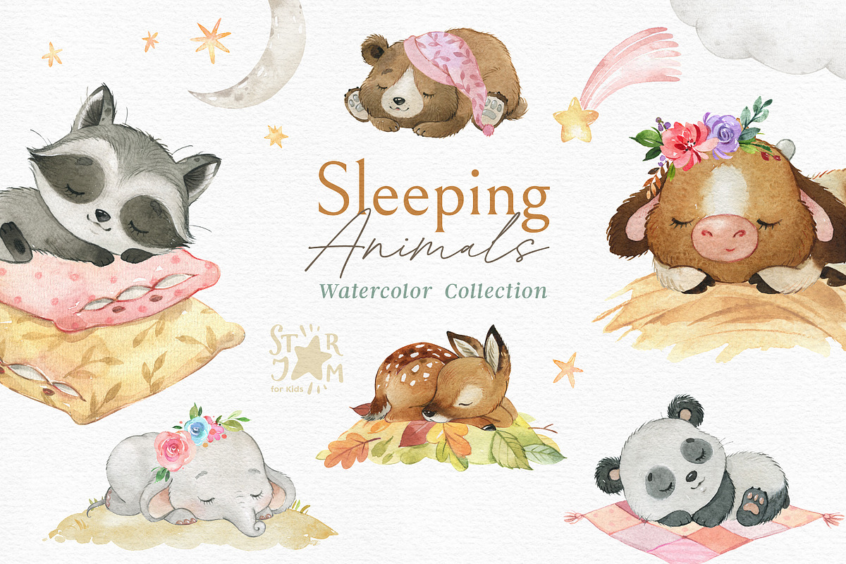 Sleeping Animals Collection, an Animal Illustration by StarJam (Photo 1 of 8)