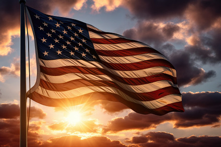 American flag waving in the wind aga, a Photo by Iftikhar Alam