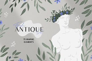 Antique. Abstract floral set