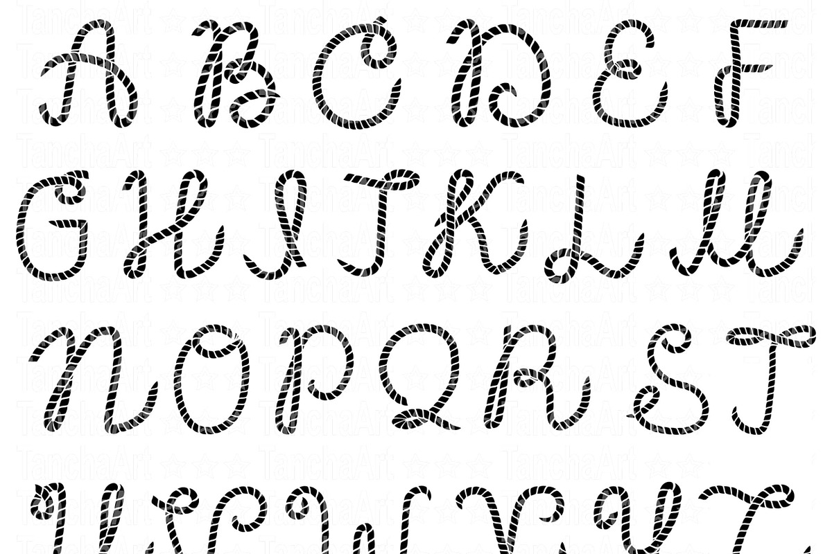 Rope Alphabet Vector Letters SVG PNG, a Graphic by TanchaArt (Photo 2 of 7)