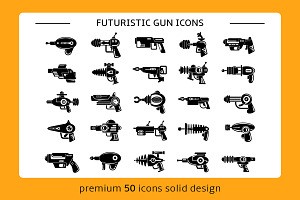 Futuristic Gun Icons Set