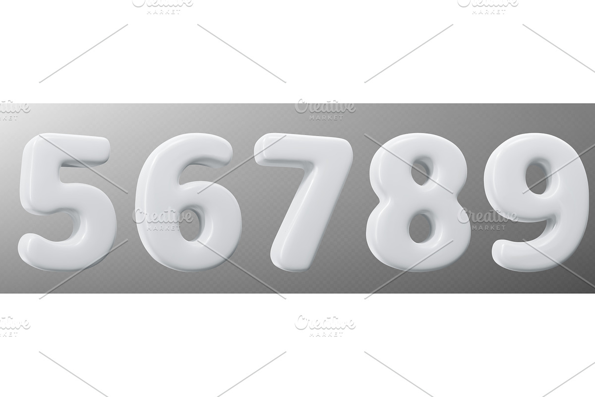 White 3d numbers collection, an Object Illustration by art PVP - market