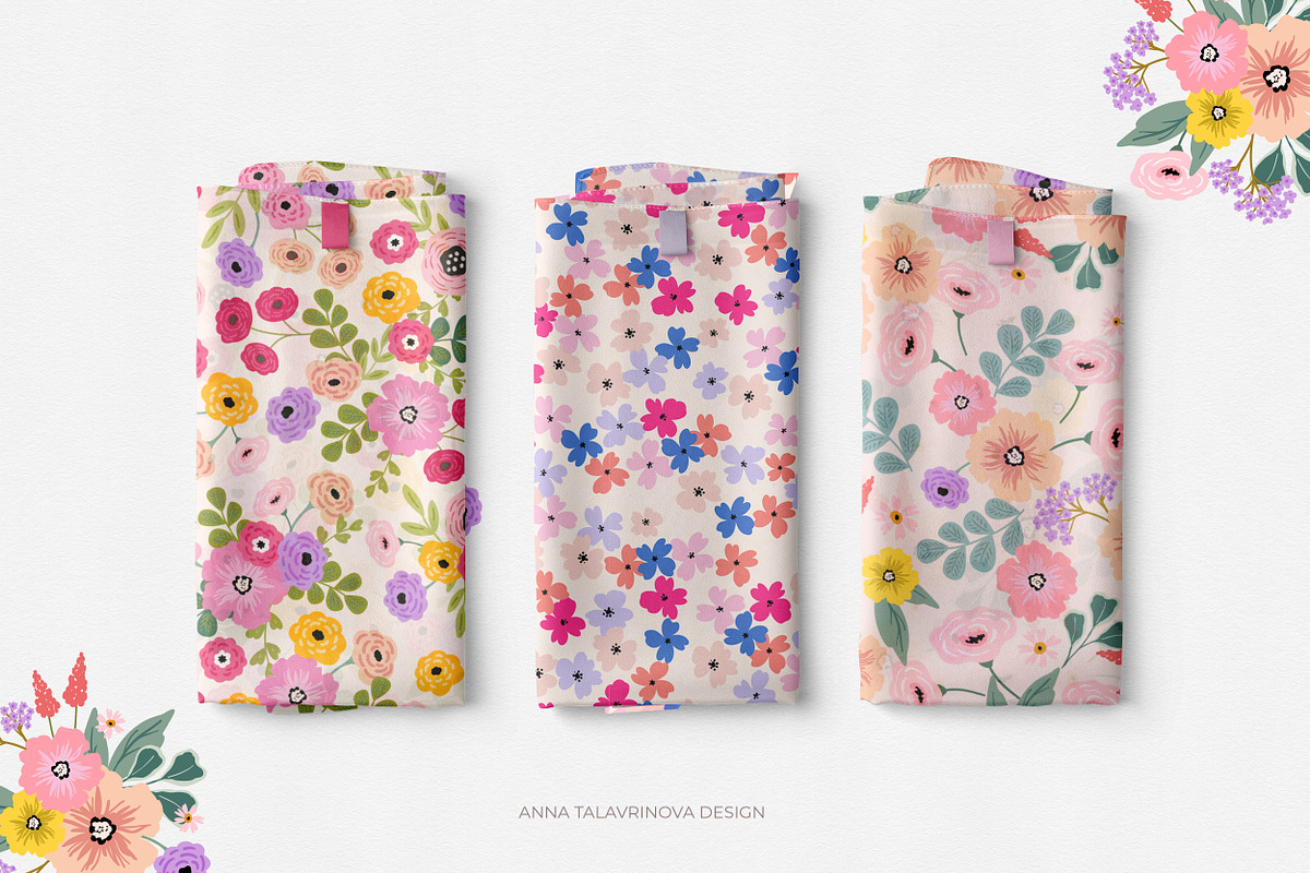 Vivid Flowers, clipart & patterns, a Graphic by Cozy pattern shop (Photo 10 of 11)