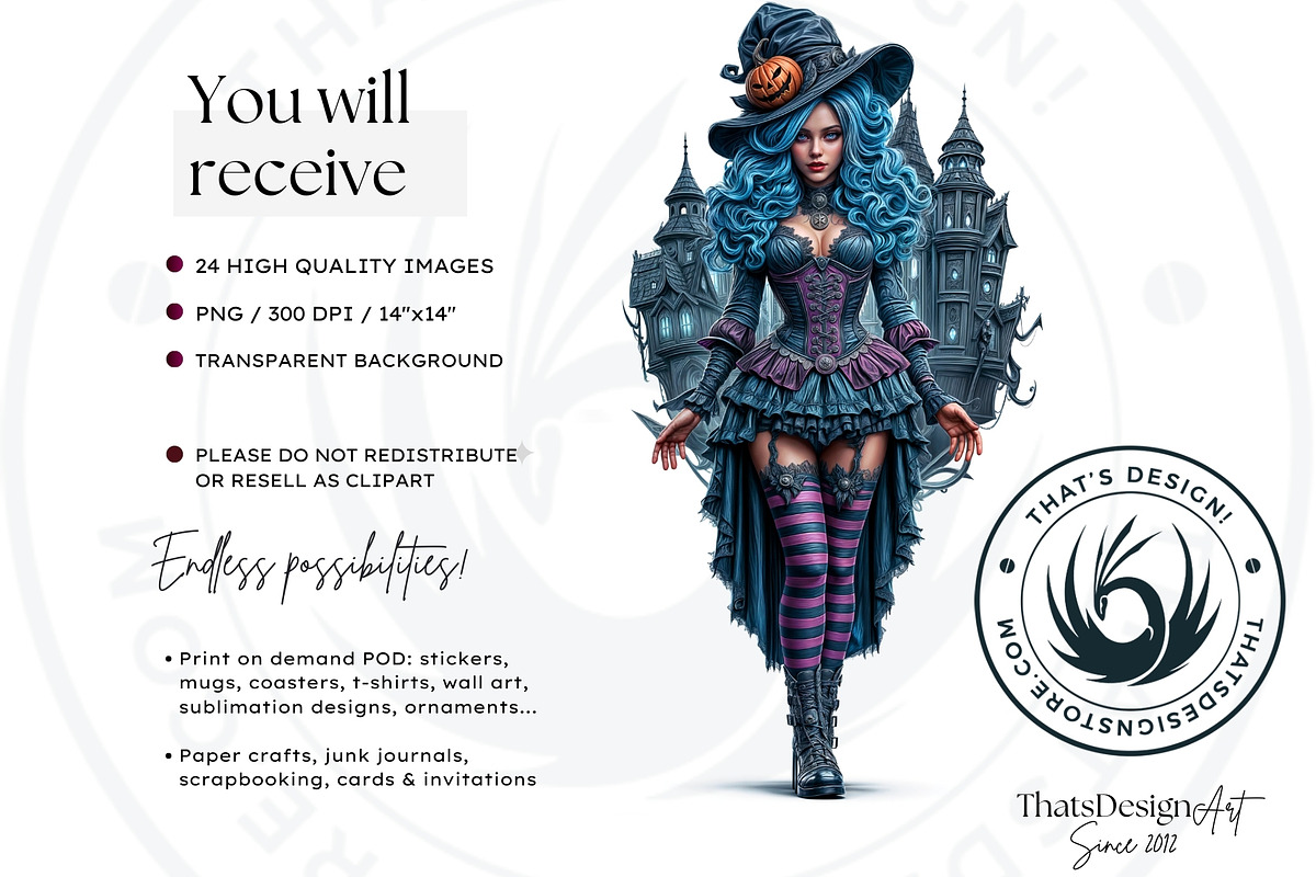 Fantasy witches clipart Set, a Person Illustration by ThatsDesignArt (Photo 2 of 10)