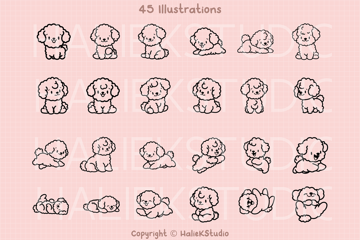 Bichon Frise SVG Illustrations, an Animal Illustration by HalieKStudio (Photo 2 of 9)