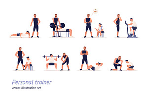 Personal trainer, sports set, a Person Illustration by Good Studio