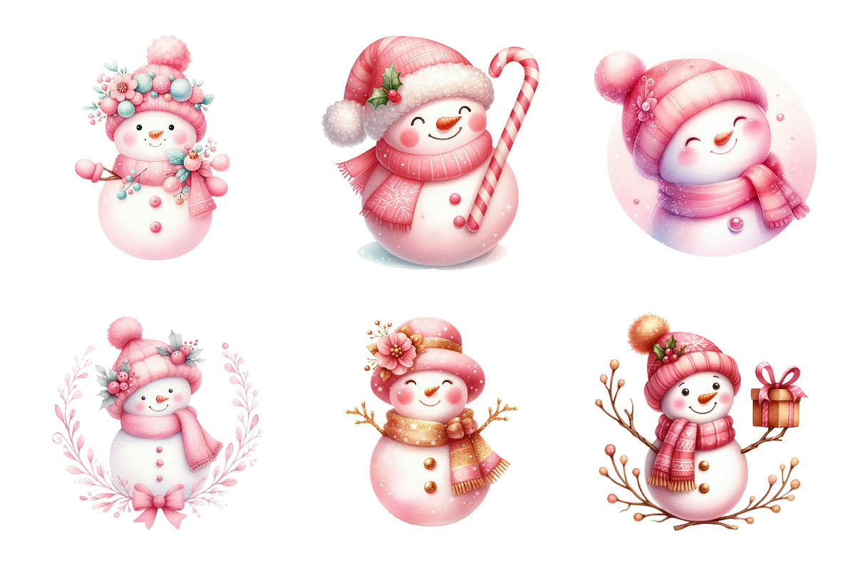 Pink Snowman Clipart, an Illustration by Design Market (Photo 5 of 5)