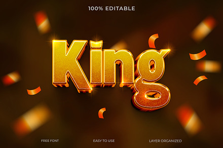 Gold Color King 3D Text Effect