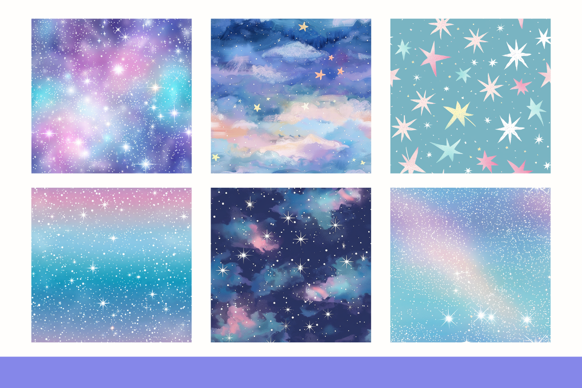Pastel Starry Night Digital Paper, a Pattern Graphic by Paper Artsthetics (Photo 3 of 4)