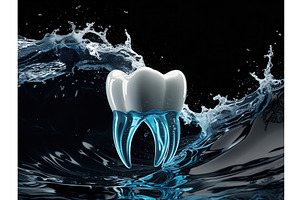 Tooth with glowing roots surrounded, an Illustration by tilialucida