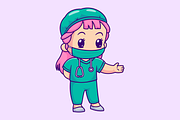 Cute Doctor Wearing Mask Cartoon, a Person Illustration by Catalyst Labs (Thumbnail 1 of 3)