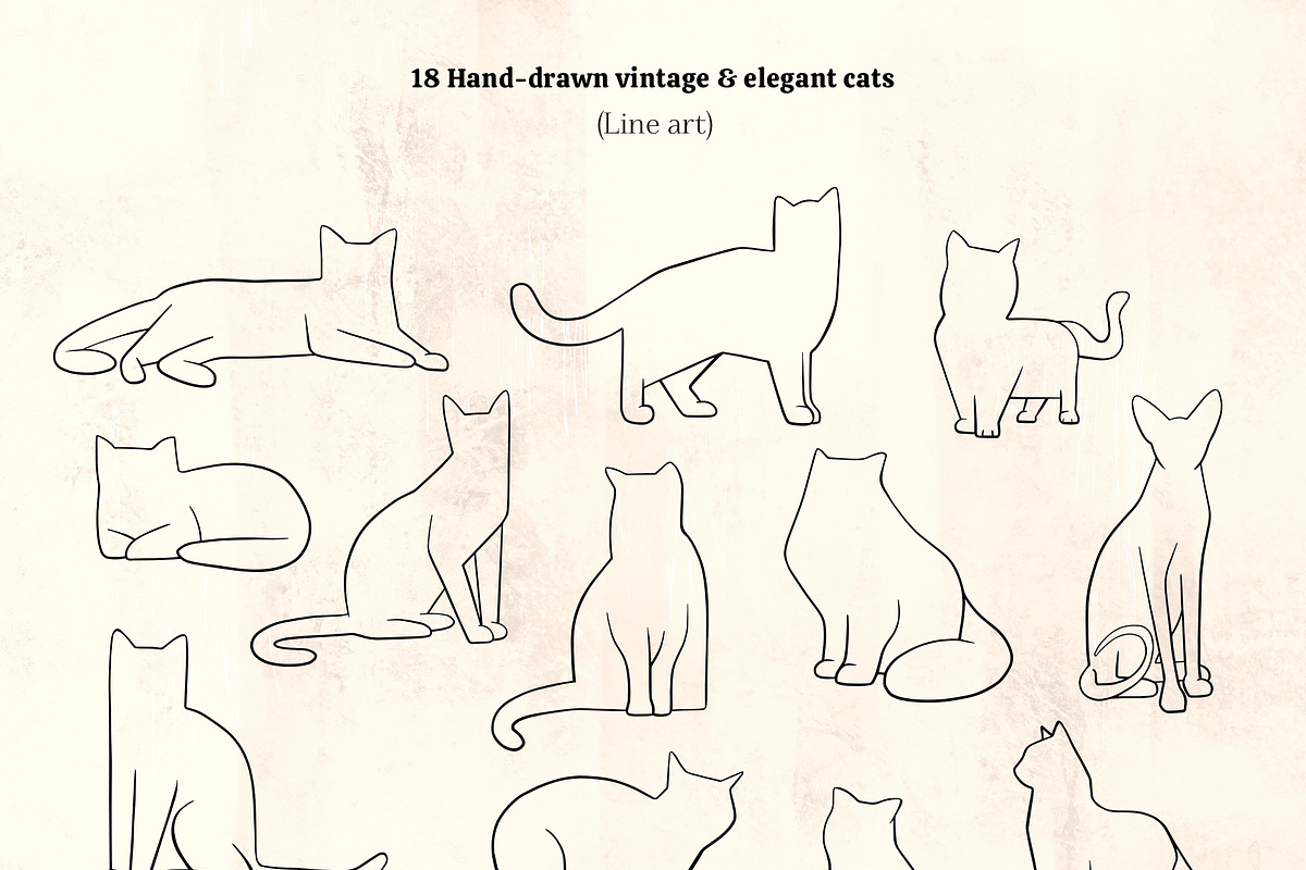 Cats Collection: Colored and Outline, an Illustration by imajineko (Photo 5 of 10)
