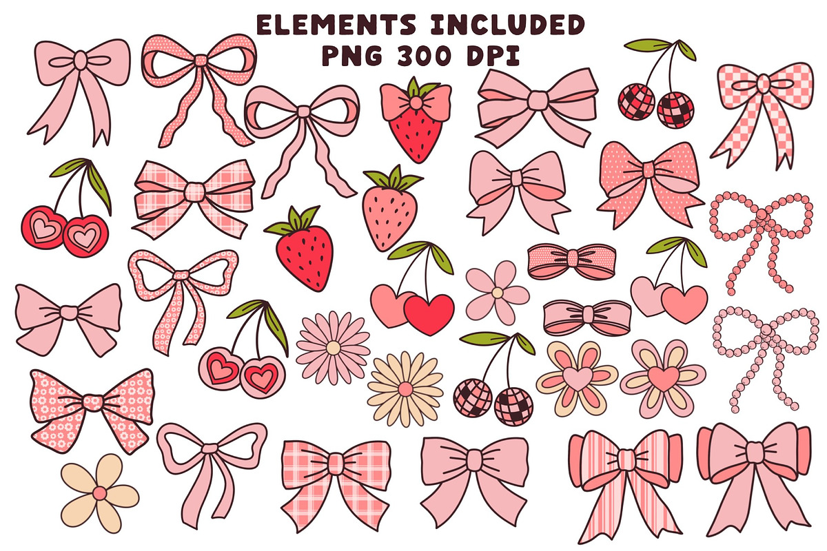 Sweet Bows Clipart and Patterns, an Object Graphic by Brush Lab (Photo 2 of 4)