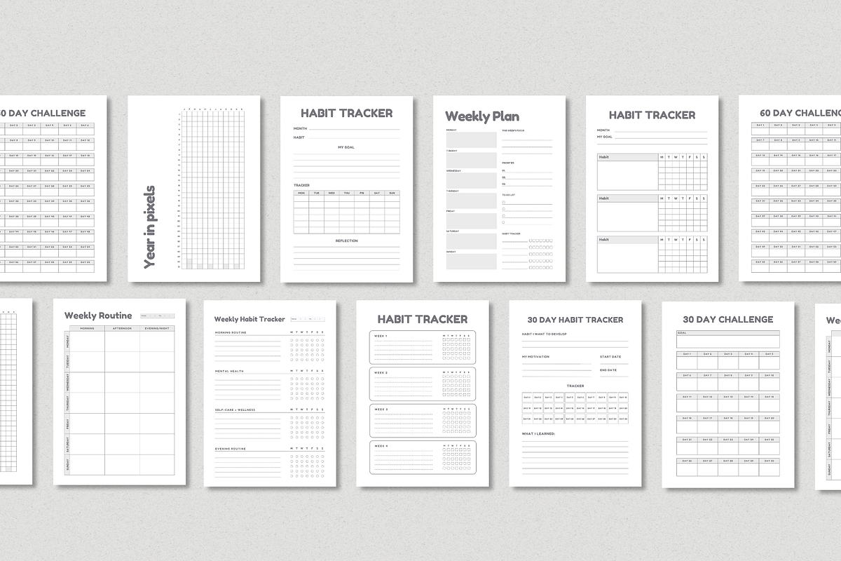 Habit tracker Printable Bundle, a Stationery Template by The Chaos Project (Photo 7 of 9)
