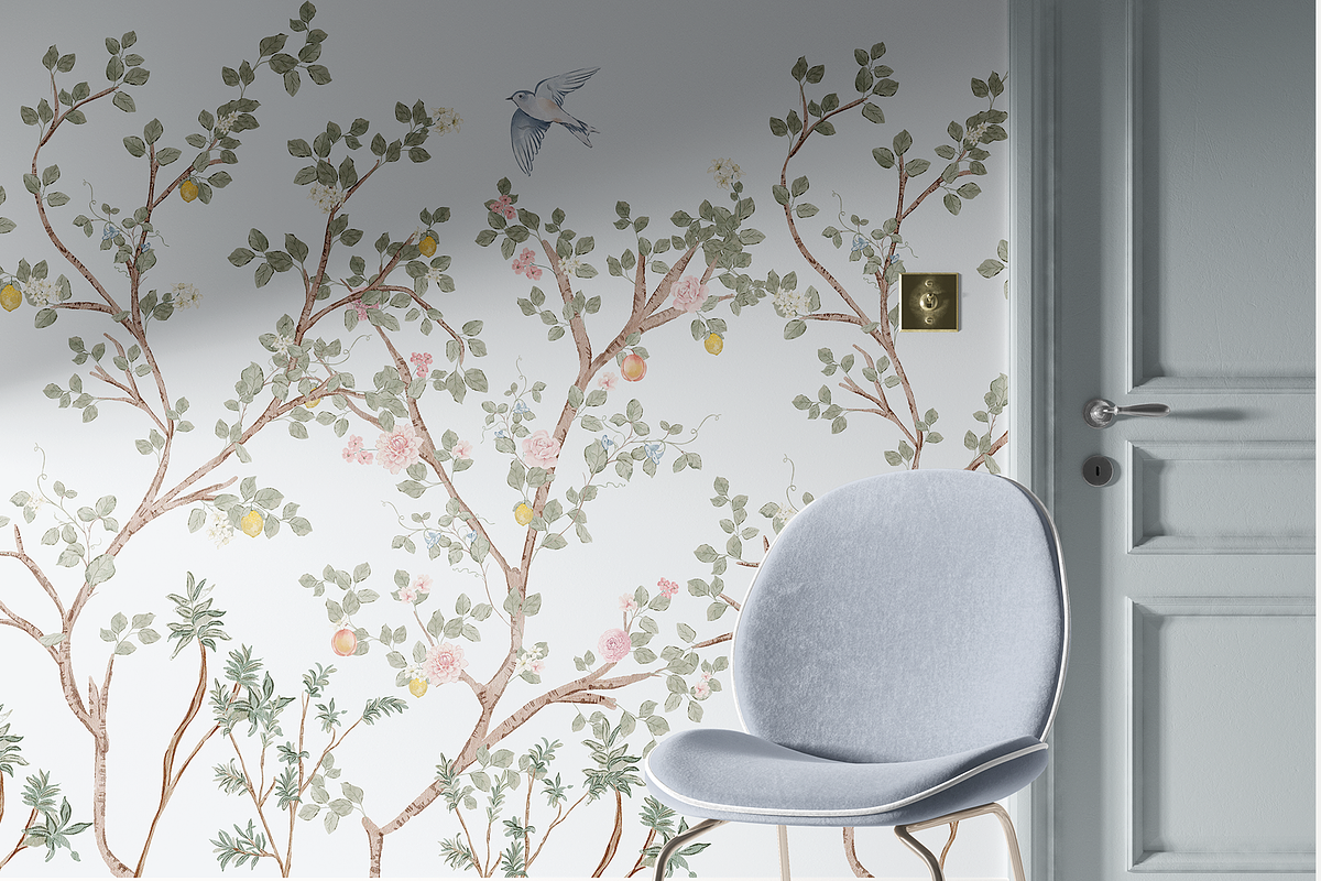 Woodland Chinoiserie Pattern scene, a Wallpaper Graphic by Grace Noboa Illustrations (Photo 5 of 14)