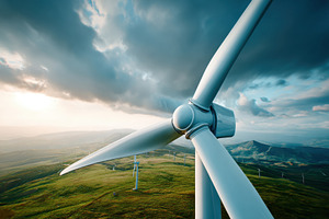 Wind turbines in a scenic landscape, a Technology Photo by AlyaAnd