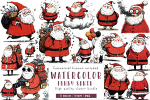 Whimsical Funny Santa clipart, an Illustration by CreationArt